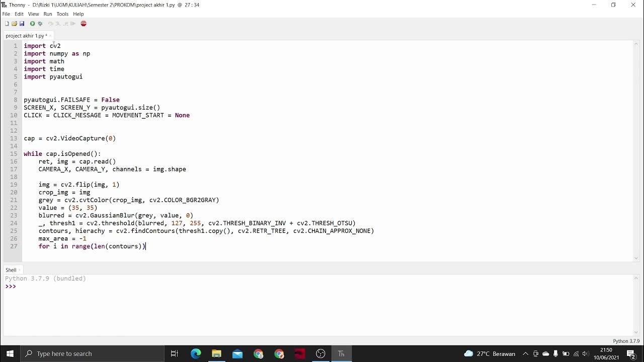 Project Akhir Program Webcam Hand Gesture Mouse Control dengan openCV ...