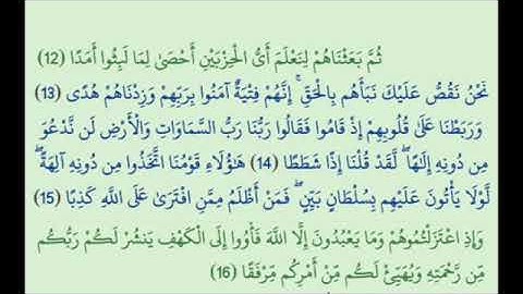 تكرار سورة الكهف من الاية  12 الي الاية 16 لمدةساعة