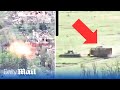 Russian turtle tank column launches attack on ukraine in krasnohorivka