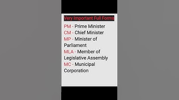 PM/CM/MP/MLA/MC Full Forms/Politics full form#gk#knowledge#upsc#education #fullform#shorts