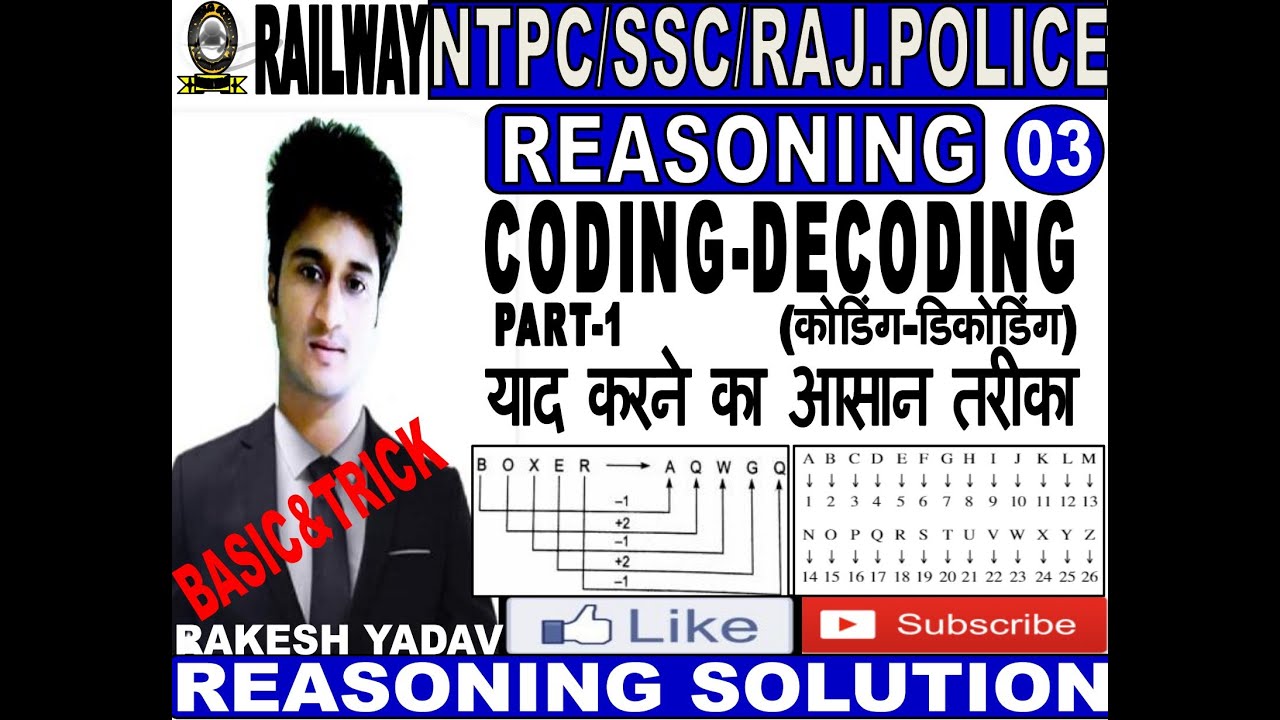 coding decoding tricks,coding decoding tricks in... CODING DECODING||рдХреЛрдбрд┐рдВрдЧ рдбрд┐рдХреЛрдбрд┐рдВрдЧ рдЯреНрд░рд┐рдХ||REASONING Trick in Hindi - YouTube