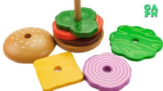 Cómo hacer una enorme hamburguesa de madera | Aprende los colores con juguetes de madera para niños