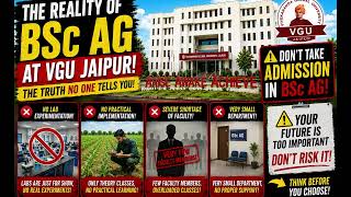 Reality of BSC AG and MBA in VGU Jaipur | 100% truth