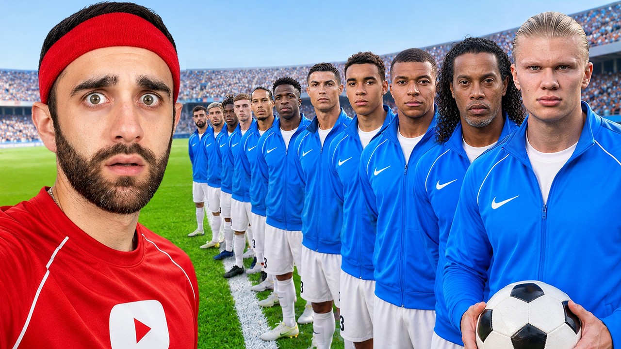 1 YouTuber vs 11 Footballers (Ronaldinho, Zlatan, Bruno, Musiala, Valverde)