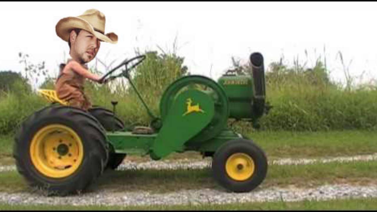 big green tractor distorted