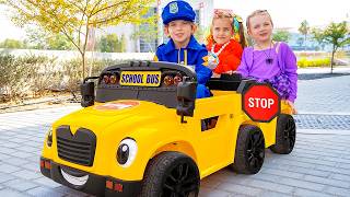 Alex Drives the School Bus! 🚌 Police Chase, Donuts & Rainy Adventure!