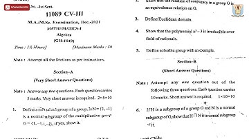 MA MSC 1ST SEM MATHEMATICS 1ST ALGEBRA CV DEC 2021 | CCSU