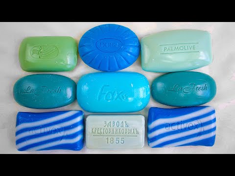 ASMR Soap Cutting 🧼 Beautiful Crunch Set 💙💚  Video for Relax 🎧