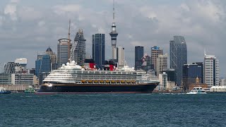 Cruise Ship  Disney WONDER berths in Auckland 4K