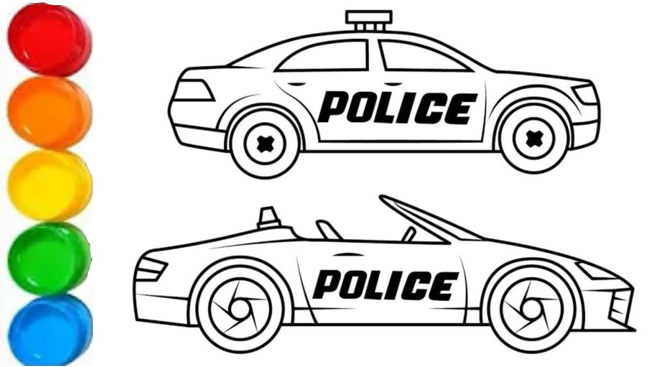 How to Draw a Police Car for Kids | Coloring Page for Kids - YouTube