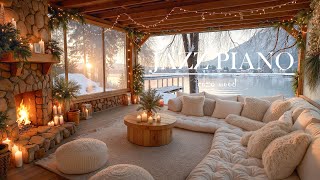 Serene Winter Lake Jazz Retreat ❄️🎹 | Cozy Cabin Fireplace \u0026 Smooth Jazz Piano to Study \u0026 Relax