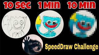 Drawing Huggy Wuggy in 10 sec, 1 min, and 10 min | But Pedro Raccoon Style | Poppy playtime