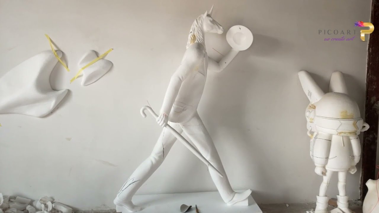 Pico Art Creative Sculpture | Custom Walking Horse Man Sculpture | Sculpture Manufacturer & Supplier