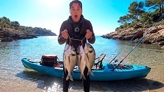 ¡BIENVENIDOS a DORADALAND! (lo de que me revienten los mujoles asi, no mola e) Pesca en KAYAK