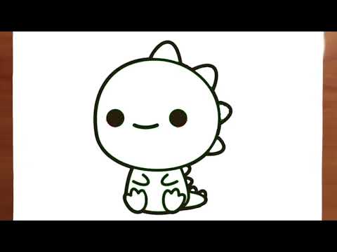 como desenhar um dinossauro fofo em um minuto muito fácil | how to draw ...