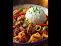 🔥 Fiery Chicken Stew with Bell Peppers, Baby Potatoes & Fluffy Rice 🔥