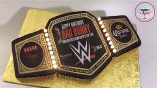 Bad Bunny Fondant Birthday Cake of a WWE Wrestling Belt