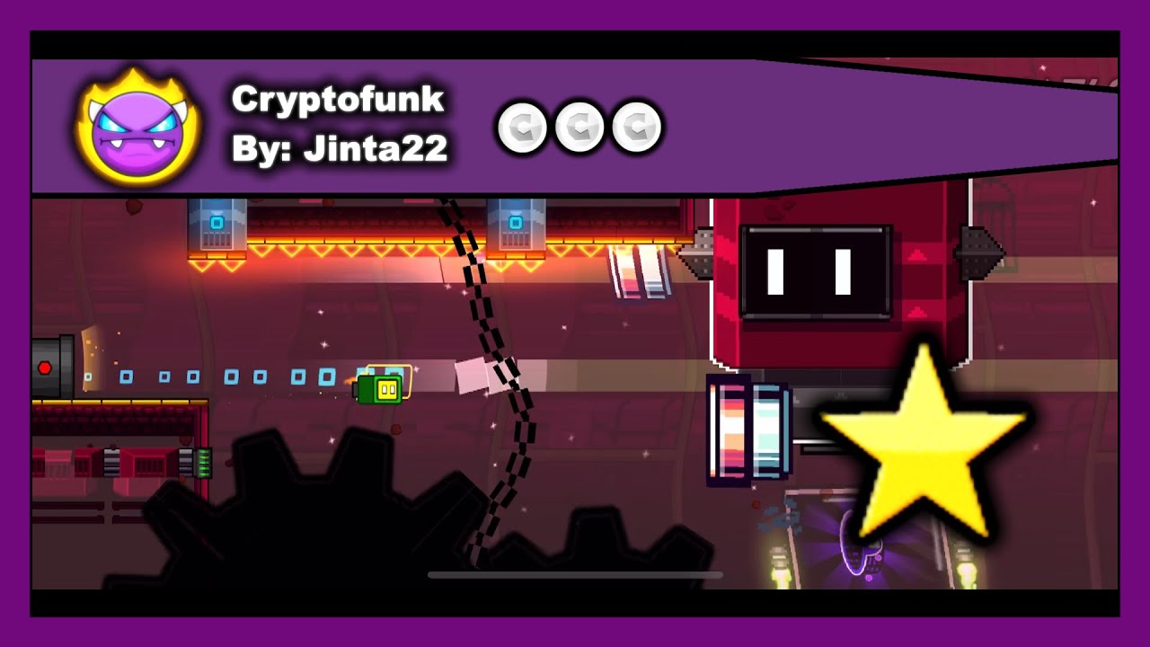 [DEMON LEVEL] Geometry Dash - Cryptofunk by Jinta22 (All Coins) 100%  Complete