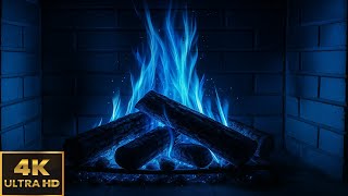 4K Ambient Blue Fireplace | 10 Hours | Cozy TV Background & Screensaver