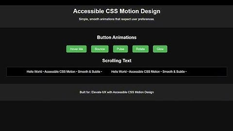 Accessible CSS Motion Design Tutorial | Buttons & Scrolling Text Animation