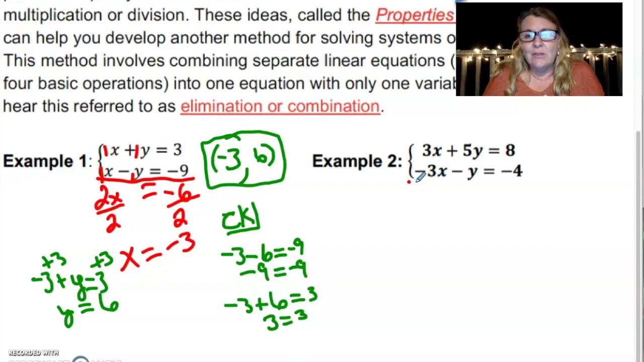 3-4 video 1 Solving Systems by Elimination - YouTube
