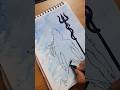 🔱 Mahadev Easy Silhouette Art | Watercolor + Black Pen Drawing | Shiva Sketch #easydrawing #mahadev