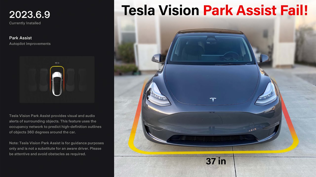 New Tesla Vision Park Assist Update on 2023 Tesla Model Y Fail! tesla