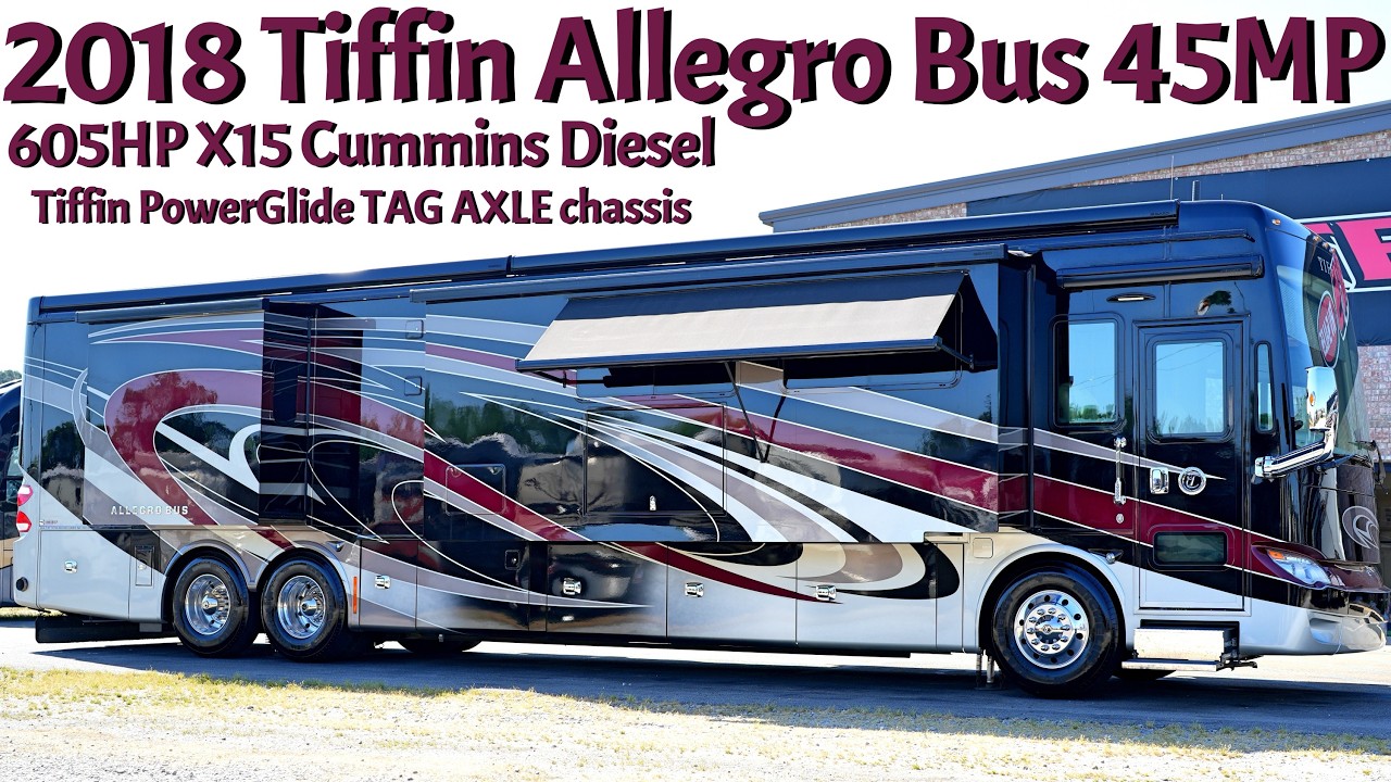 2018 Tiffin Allegro Bus 45MP A Class 605HP Cummins TAG AXLE Diesel