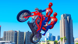 GTA 5 SPIDERMAN Bike Ragdolls Compilation (Falling Ragdoll, Car Crash, Bike Stunt) #001