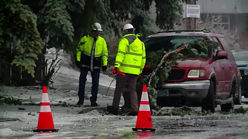 Power line falls on car during Oregon ice storm, killing 3 and injuring a baby