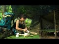 Solo two days Bushcraft  - Overnight Under a Rock, Emergency Survival Shelter