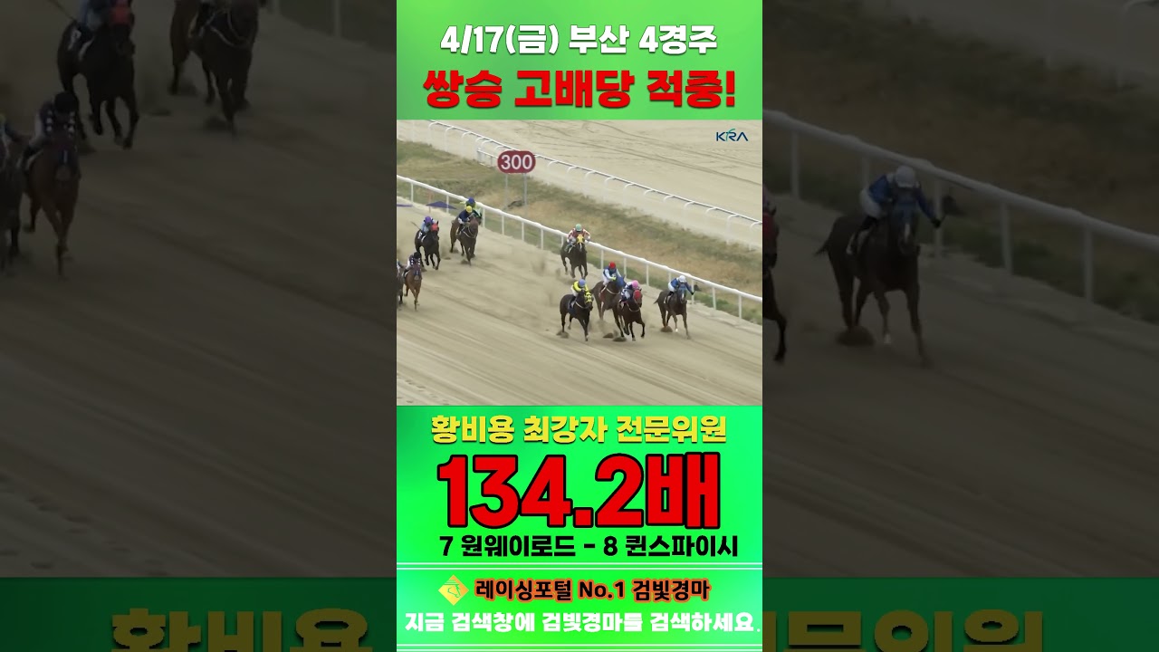 [부산 경마] 4월 17일 금요 4경주 황비용 최강자 전문위원 쌍승 고배당 적중 #경마 #automobile #한국마사회 #horse #하이라이트 #비트코인 #뉴스 #korean