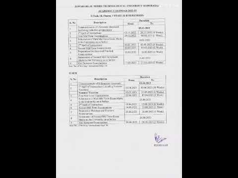 TS JNTUH official Btech/Bpharm First Year Academic Calendar 2022-23