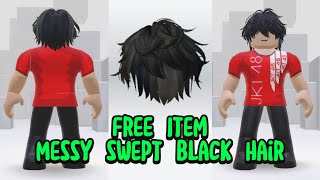 How to Get FREE MESSY SWEPT BLACK HAIR ITEM in ROBLOX 😍😍 screenshot 3