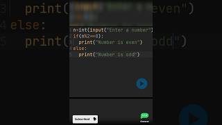 How to find the number is odd or even in python #coding #python #programming
