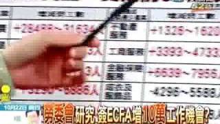 勞委會研究 簽ECFA增10萬工作機會