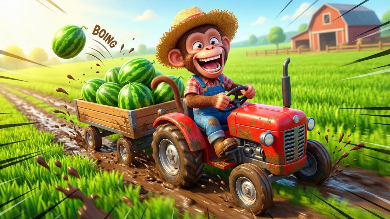 Monkey Farmer Daily Adventure on Field - Farm Work | Funny Monkey Cartoon