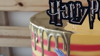 BOLO DRIP CAKE DOURADO | DECORAÇÃO HARRY POTTER  | LORENA GONTIJO