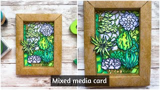 Mixed Media Card|Mixed media Art with a frame|Card Making Ideas|Mixed media Painting Techniques