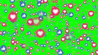 Facebook Like & heart button green screen | Facebook Like button in green screen copyright free