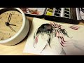 【透明水彩】17倍速/60分タイムアタック～イラストメイキング【縞リボン】●Watercolor Speed Painting