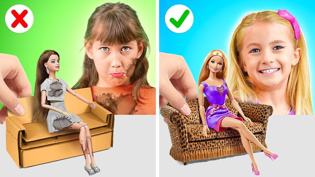 お金持ちの女の子 VS 貧乏な女の子 ドールルーム改造 - 123 GO! の