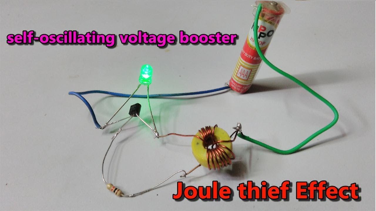 Joule Thief self oscillating voltage booster low voltage to high