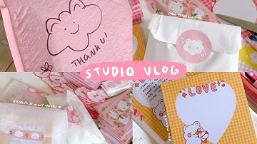 studio vlog 08 ✿ i made memo pads and seal stickers! + packing orders and new packaging