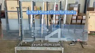 Etched PDLC Smart Glass for Banks | Instant Privacy ✨ #BankDesign #PrivacyGlass #ArchitecturalDesign