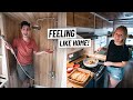 We Built a Wooden Shower IN THE RV! + Cooking Our FIRST MEAL in the Kitchen!