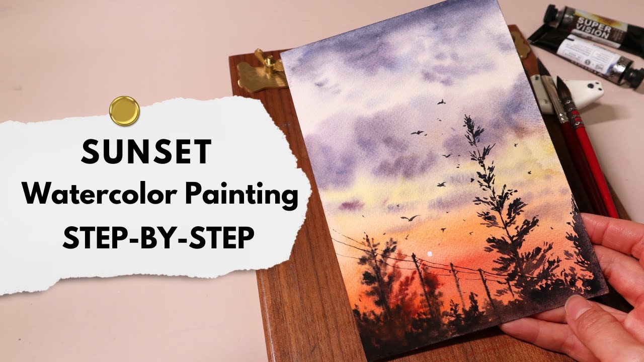 Как легко нарисовать закат акварелью: пошаговый урок