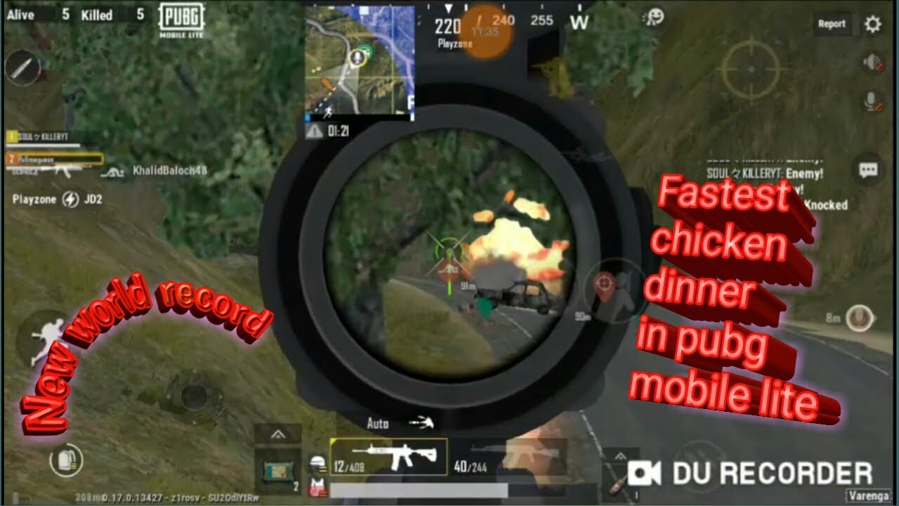 New world record Fastest chicken dinner in pubg mobile lite Azhar Op ...