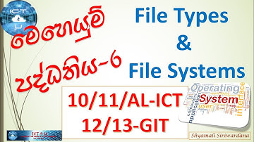 Operating System - 6  - මෙහෙයුම් පද්ධතිය -  File Types & File Systems
