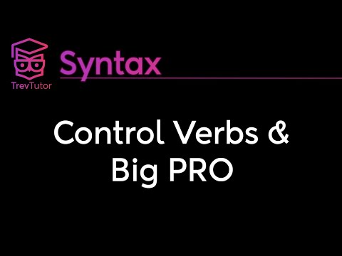 [Syntax] Control Verbs and PRO